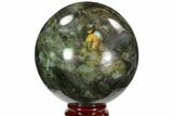 Flashy, Polished Labradorite Sphere - Great Color Play #103679-1